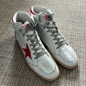 Golden goose Sky Star Leather High-Top Sneakers men’s red and white size 44-us11